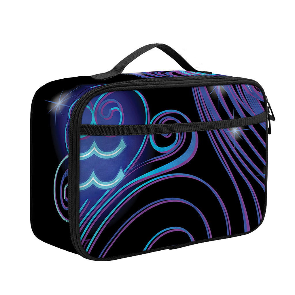 Dark Aquarius Zodiac Sign Print Portable Lunch Bag
