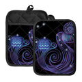 Dark Aquarius Zodiac Sign Print Pot Holders With Pocket