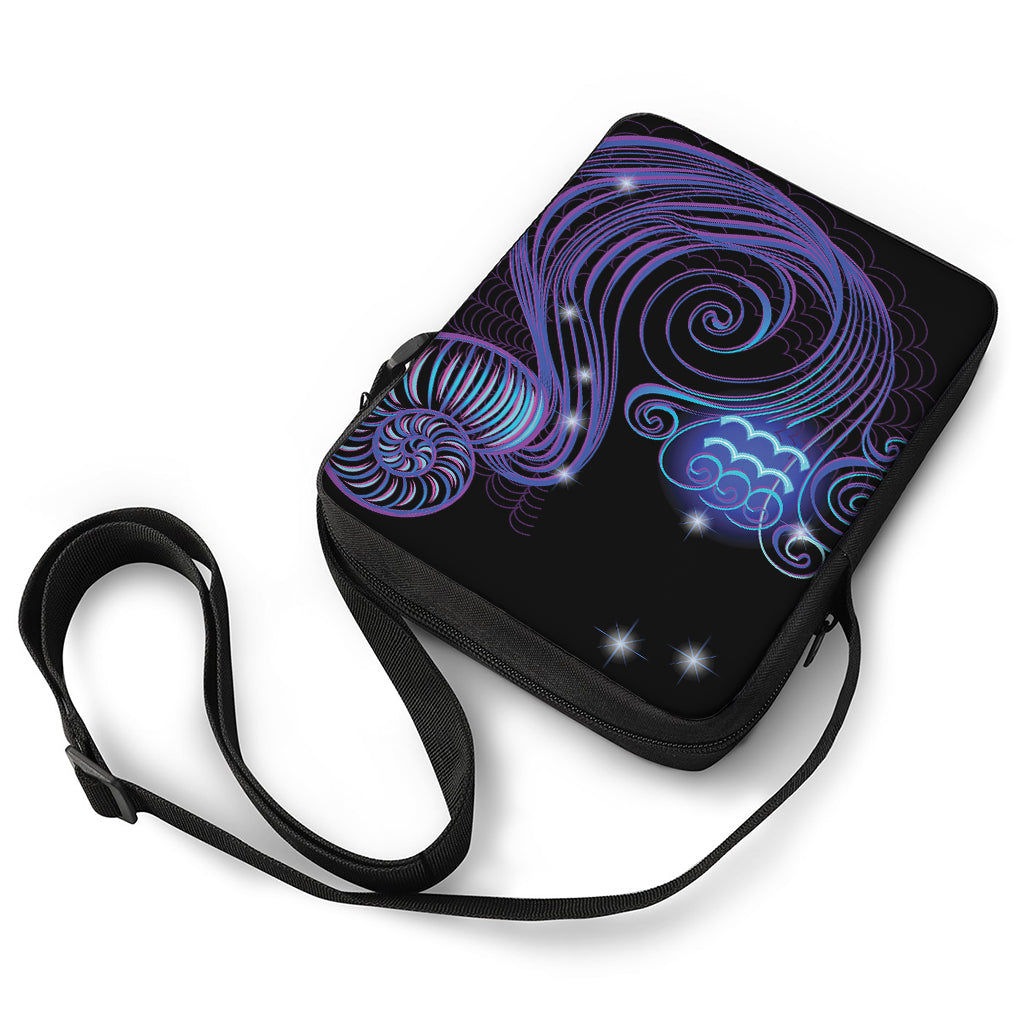 Dark Aquarius Zodiac Sign Print Rectangular Crossbody Bag