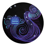 Dark Aquarius Zodiac Sign Print Round Blanket