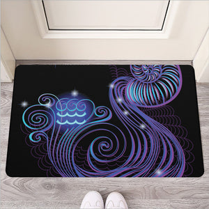 Dark Aquarius Zodiac Sign Print Rubber Doormat