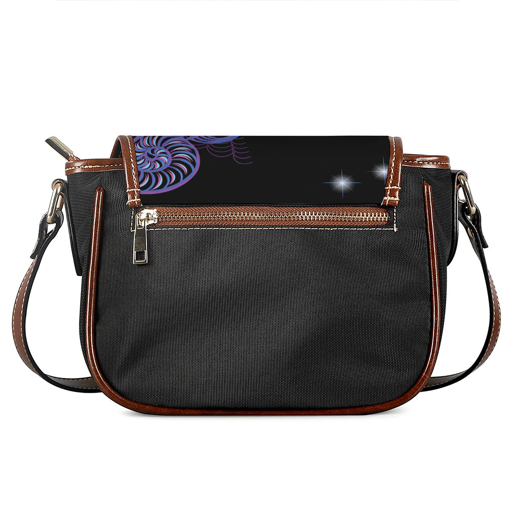 Dark Aquarius Zodiac Sign Print Saddle Bag
