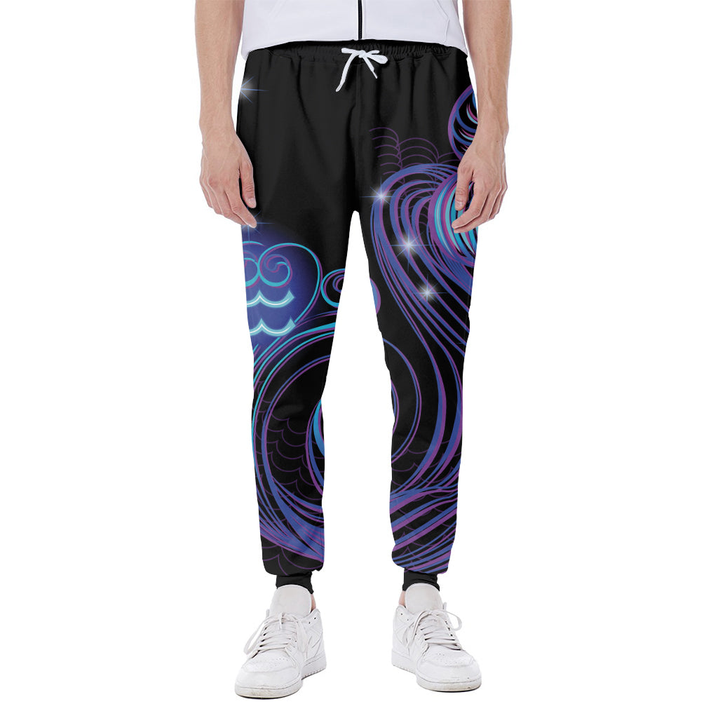 Dark Aquarius Zodiac Sign Print Scuba Joggers