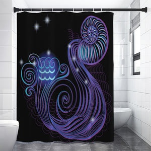 Dark Aquarius Zodiac Sign Print Shower Curtain