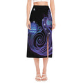 Dark Aquarius Zodiac Sign Print Side Slit Midi Skirt