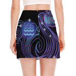 Dark Aquarius Zodiac Sign Print Side Slit Mini Skirt