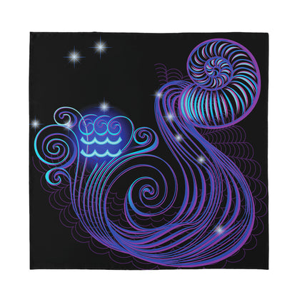 Dark Aquarius Zodiac Sign Print Silk Bandana