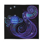 Dark Aquarius Zodiac Sign Print Silk Bandana