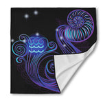 Dark Aquarius Zodiac Sign Print Silk Bandana