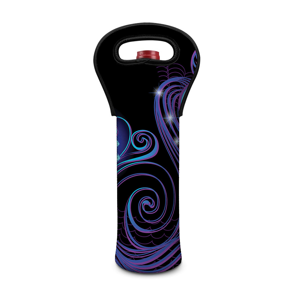 Dark Aquarius Zodiac Sign Print Single Neoprene Wine Tote
