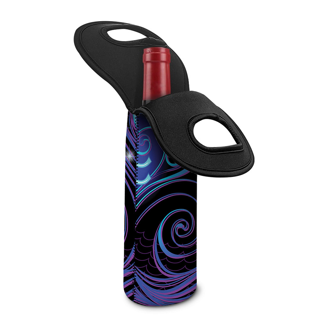 Dark Aquarius Zodiac Sign Print Single Neoprene Wine Tote