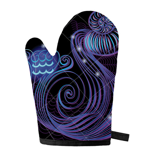Dark Aquarius Zodiac Sign Print Single Oven Mitt