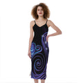 Dark Aquarius Zodiac Sign Print Slim Fit Midi Cami Dress
