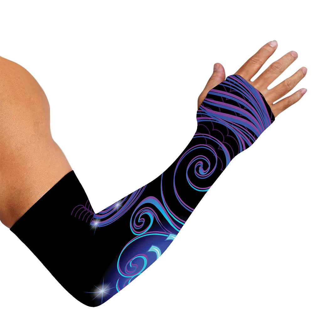 Dark Aquarius Zodiac Sign Print Sun Protection Arm Sleeves
