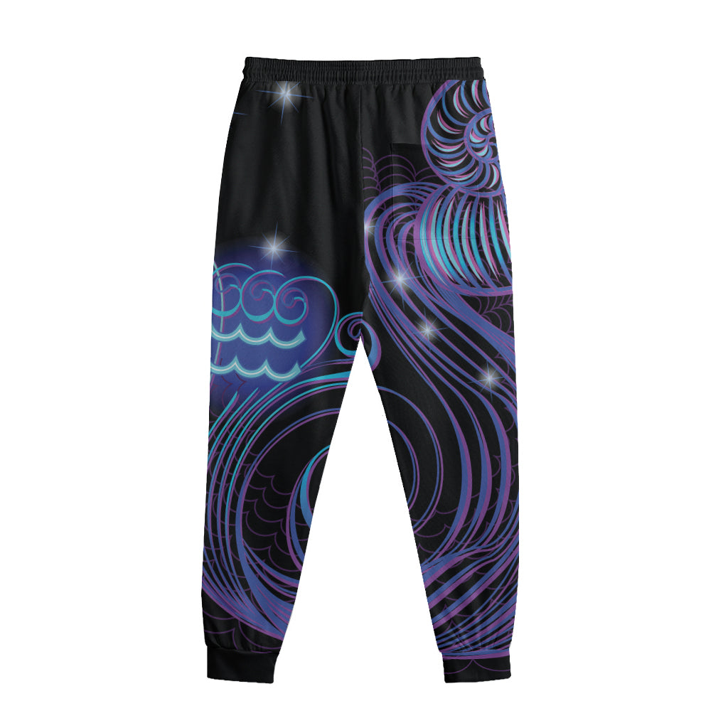 Dark Aquarius Zodiac Sign Print Sweatpants