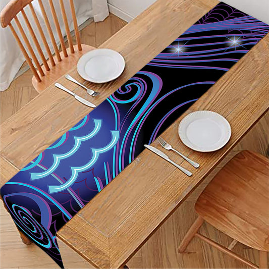 Dark Aquarius Zodiac Sign Print Table Runner