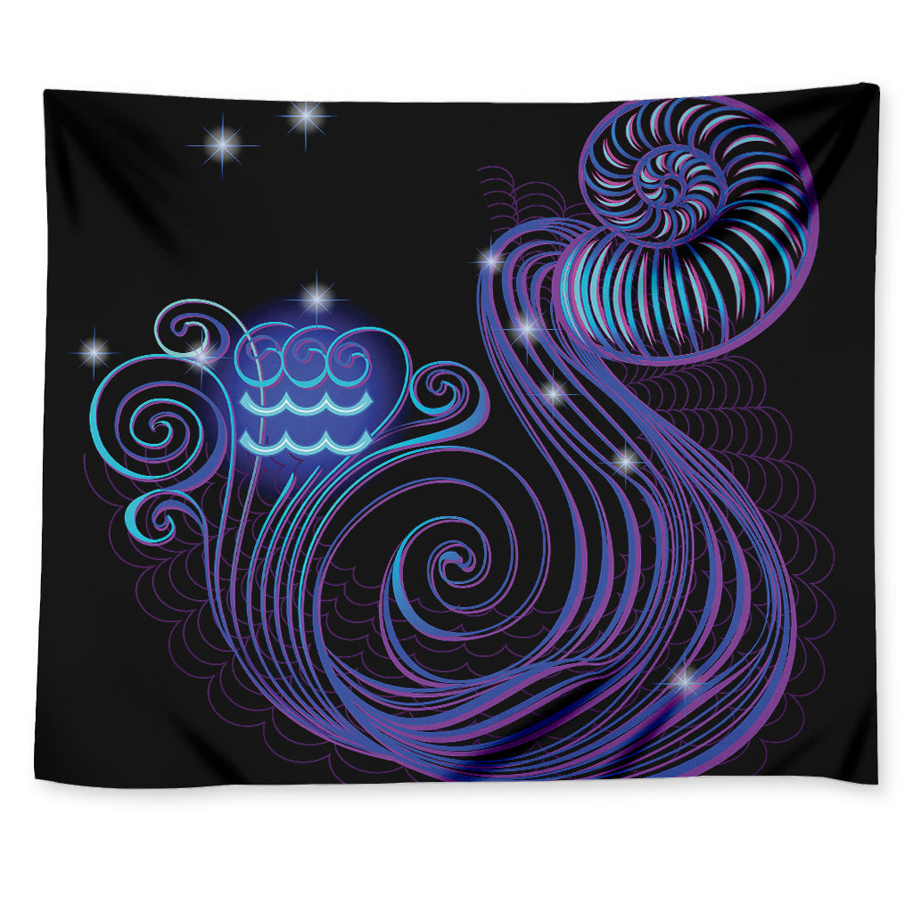 Dark Aquarius Zodiac Sign Print Tapestry