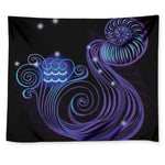 Dark Aquarius Zodiac Sign Print Tapestry