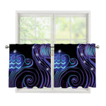 Dark Aquarius Zodiac Sign Print Tier Curtains