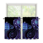 Dark Aquarius Zodiac Sign Print Tier Curtains