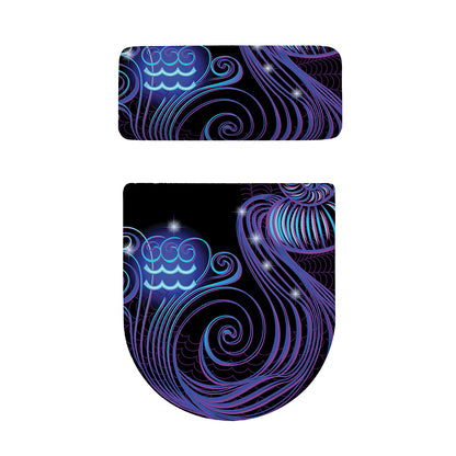 Dark Aquarius Zodiac Sign Print Toilet Lid And Tank Cover Set