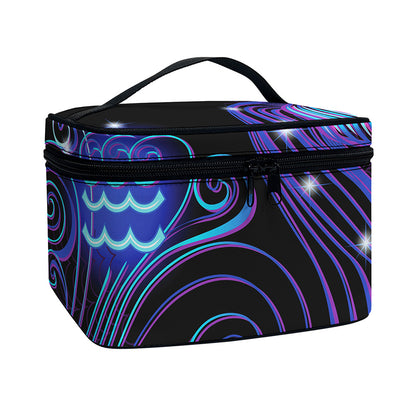 Dark Aquarius Zodiac Sign Print Travel Makeup Bag