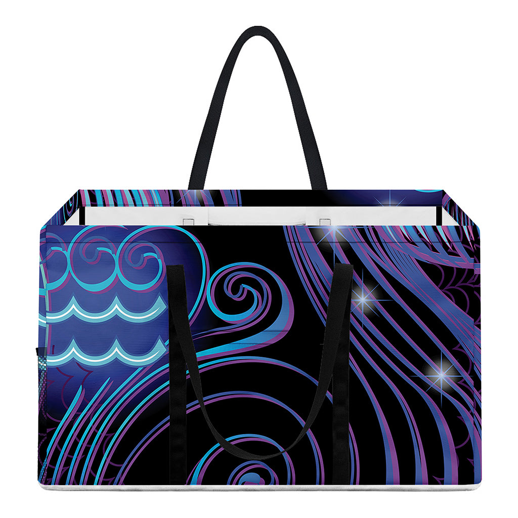 Dark Aquarius Zodiac Sign Print Utility Tote Bag