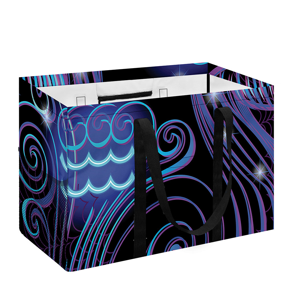 Dark Aquarius Zodiac Sign Print Utility Tote Bag