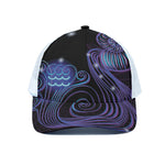 Dark Aquarius Zodiac Sign Print White Mesh Trucker Cap