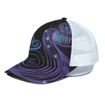 Dark Aquarius Zodiac Sign Print White Mesh Trucker Cap