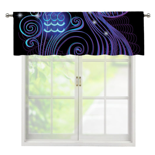 Dark Aquarius Zodiac Sign Print Window Valance