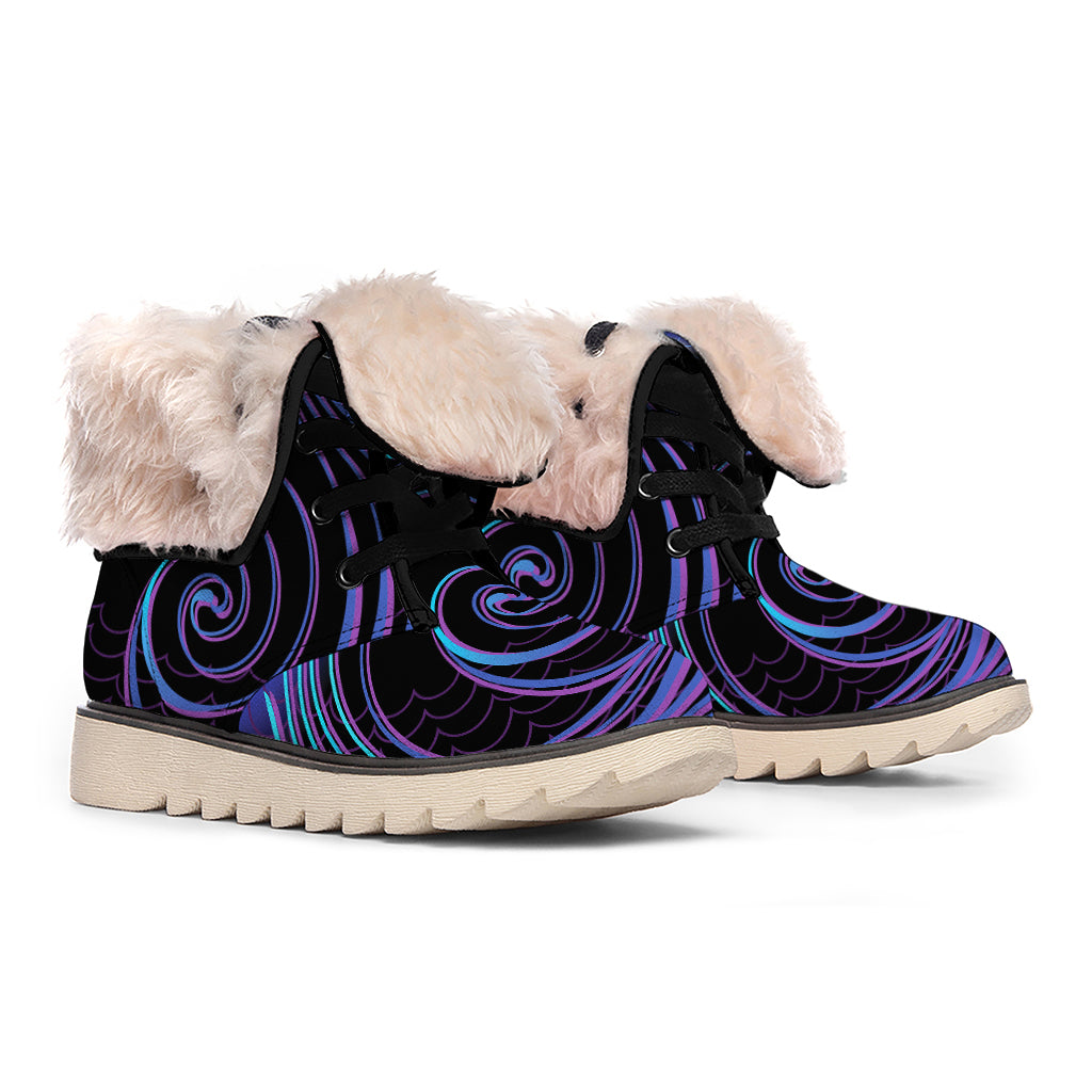 Dark Aquarius Zodiac Sign Print Winter Boots