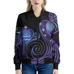 Dark Aquarius Zodiac Sign Print Women's Bomber Jacket