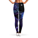 Dark Aquarius Zodiac Sign Print Women's Leggings