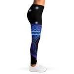 Dark Aquarius Zodiac Sign Print Women's Leggings