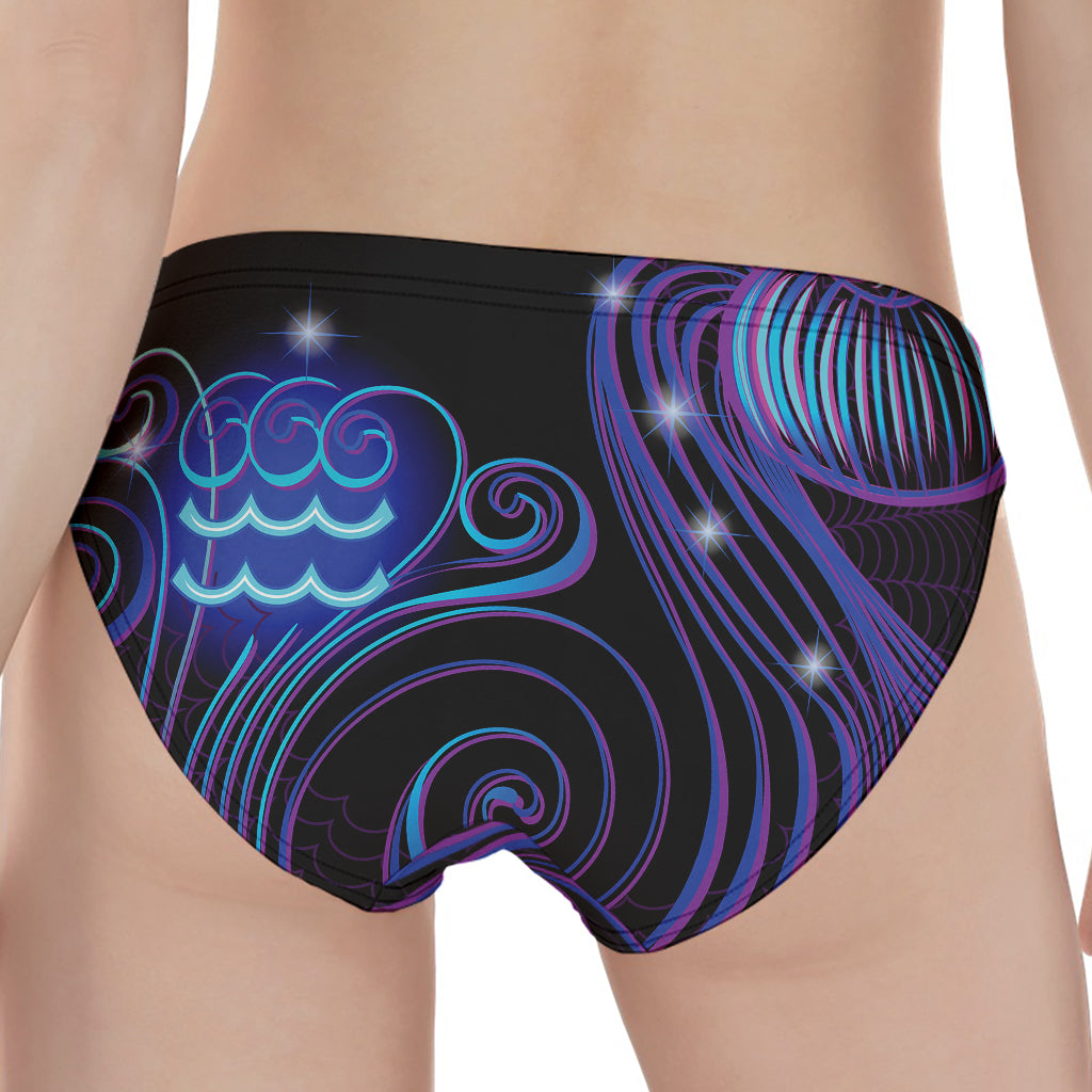 Dark Aquarius Zodiac Sign Print Women's Panties