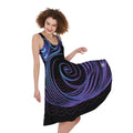 Dark Aquarius Zodiac Sign Print Sleeveless Knee Length Dress