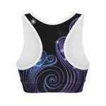 Dark Aquarius Zodiac Sign Print Women's Sports Bra