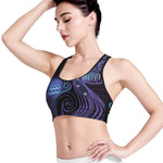 Dark Aquarius Zodiac Sign Print Women's Sports Bra