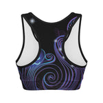 Dark Aquarius Zodiac Sign Print Women's Sports Bra