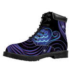 Dark Aquarius Zodiac Sign Print Work Boots
