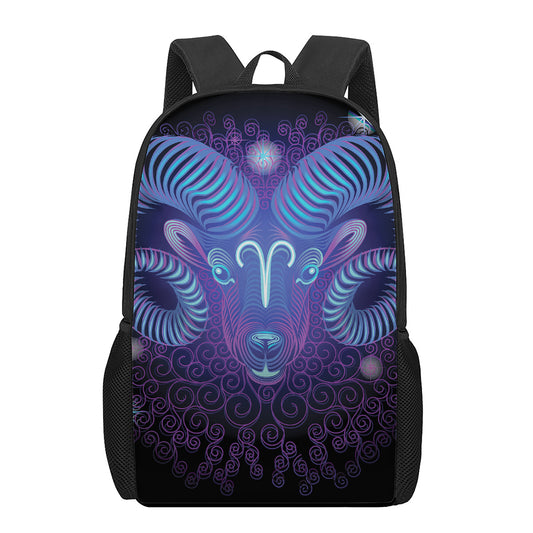 Dark Aries Zodiac Sign Print 17 Inch Backpack