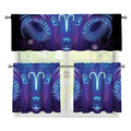 Dark Aries Zodiac Sign Print 3 Piece Kitchen Curtains
