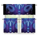 Dark Aries Zodiac Sign Print 3 Piece Kitchen Curtains