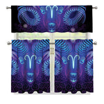 Dark Aries Zodiac Sign Print 3 Piece Kitchen Curtains