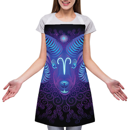 Dark Aries Zodiac Sign Print Adjustable Apron