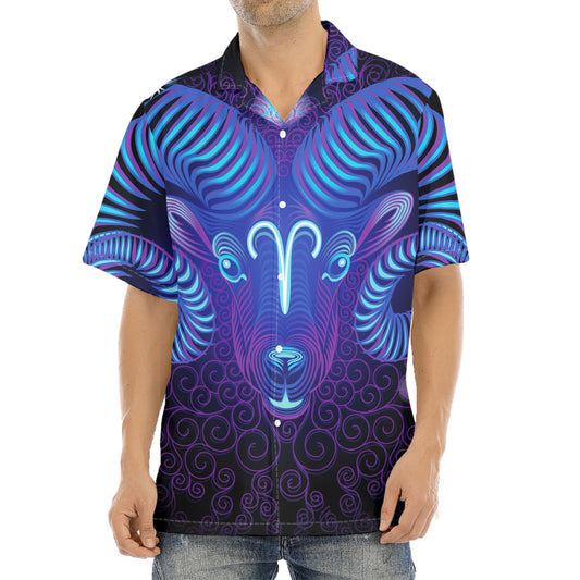Dark Aries Zodiac Sign Print Aloha Shirt