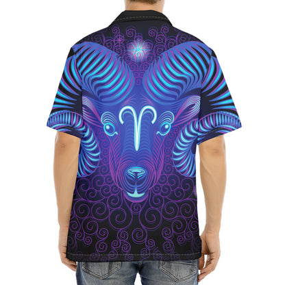 Dark Aries Zodiac Sign Print Aloha Shirt