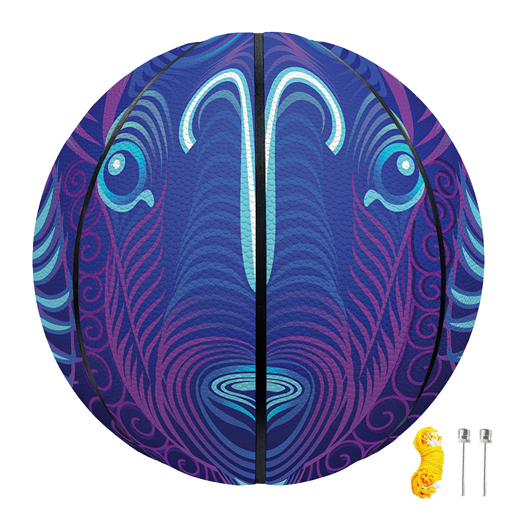Dark Aries Zodiac Sign Print Basketball