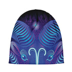 Dark Aries Zodiac Sign Print Beanie